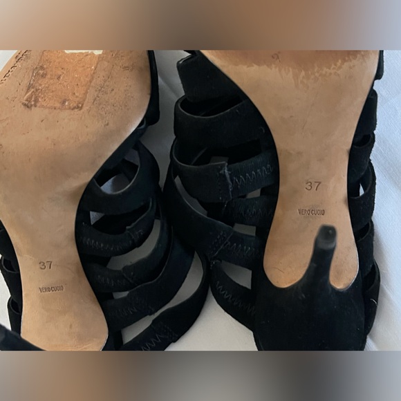 ‼️SALE Alexander Wang Strappy  like new Black Suede Heels size 37 Worn 1 X - Picture 5 of 7